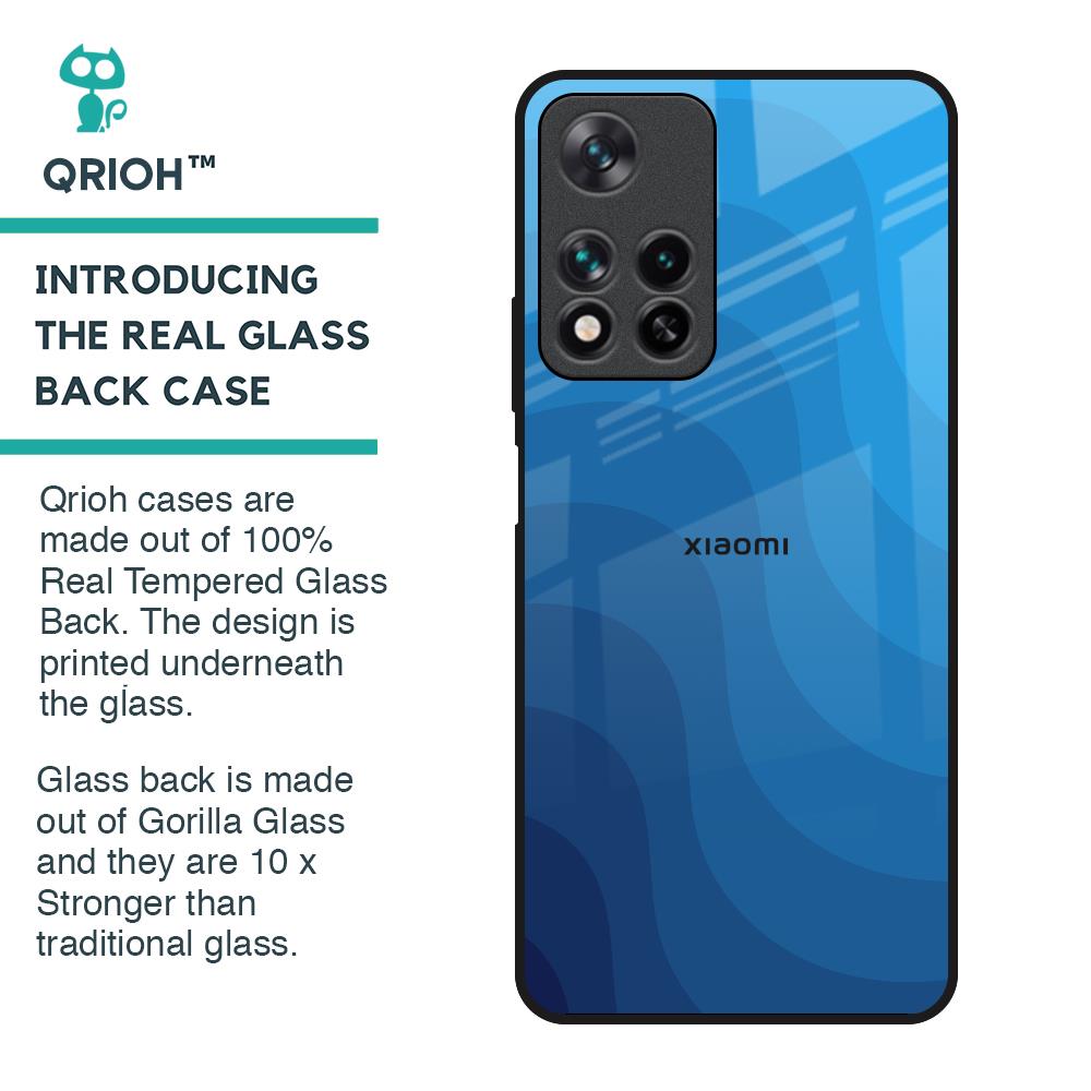 Blue Wave Abstract Glass Case for Redmi Note 11 Pro 5G