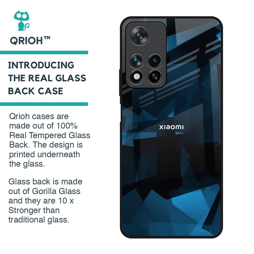 Polygonal Blue Box Glass Case For Redmi Note 11 Pro 5G