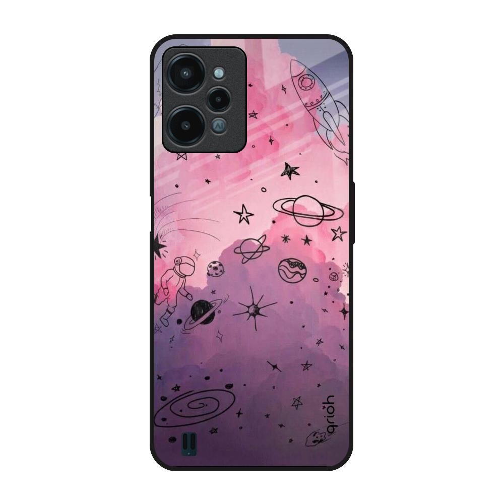 Space Doodles Realme C31 Glass Back Cover Online