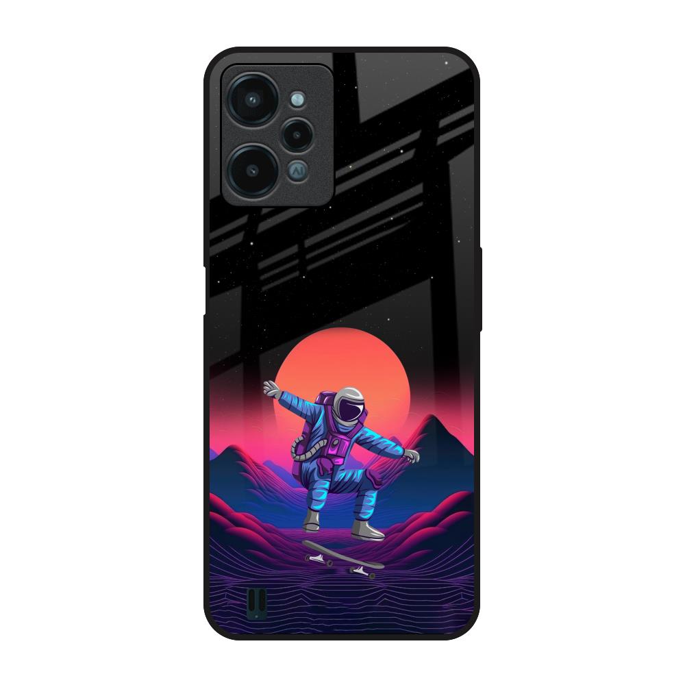 Retro Astronaut Realme C31 Glass Back Cover Online