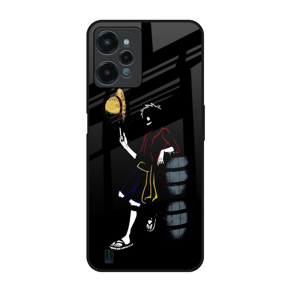 Luffy Line Art Realme C31 Glass Back Cover Online