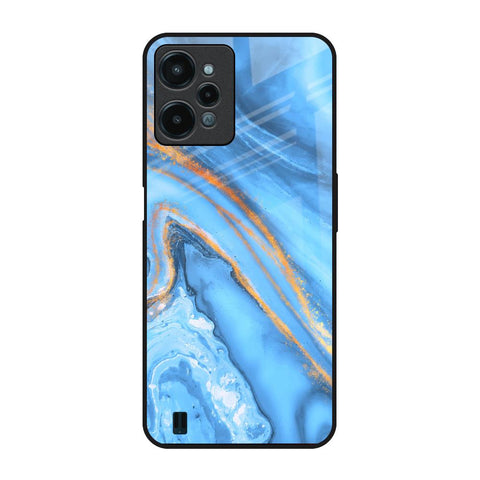Vibrant Blue Marble Realme C31 Glass Back Cover Online