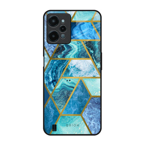 Turquoise Geometrical Marble Realme C31 Glass Back Cover Online