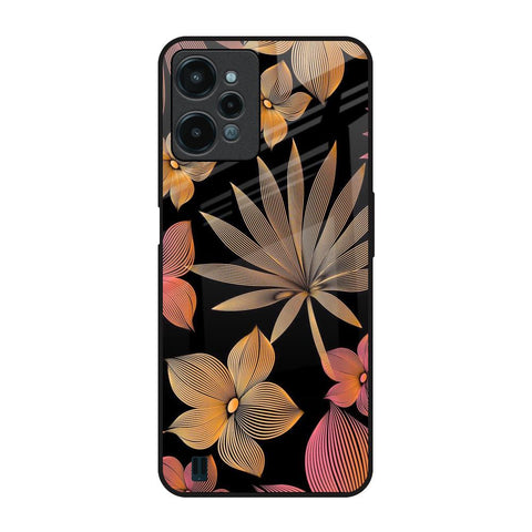 Lines Pattern Flowers Realme C31 Glass Back Cover Online