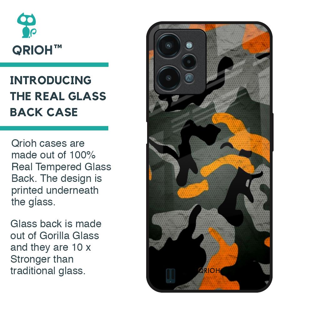 Camouflage Orange Glass Case For Realme C31