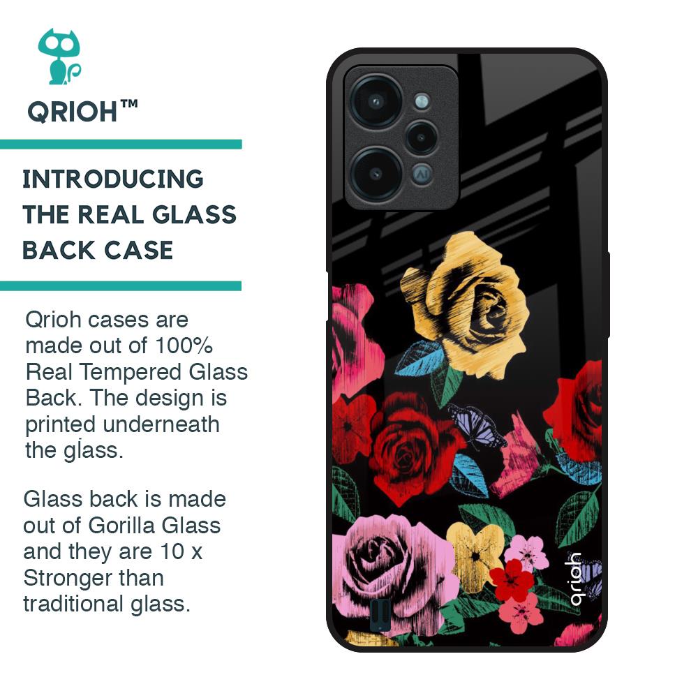 Floral Decorative Glass Case For Realme C31