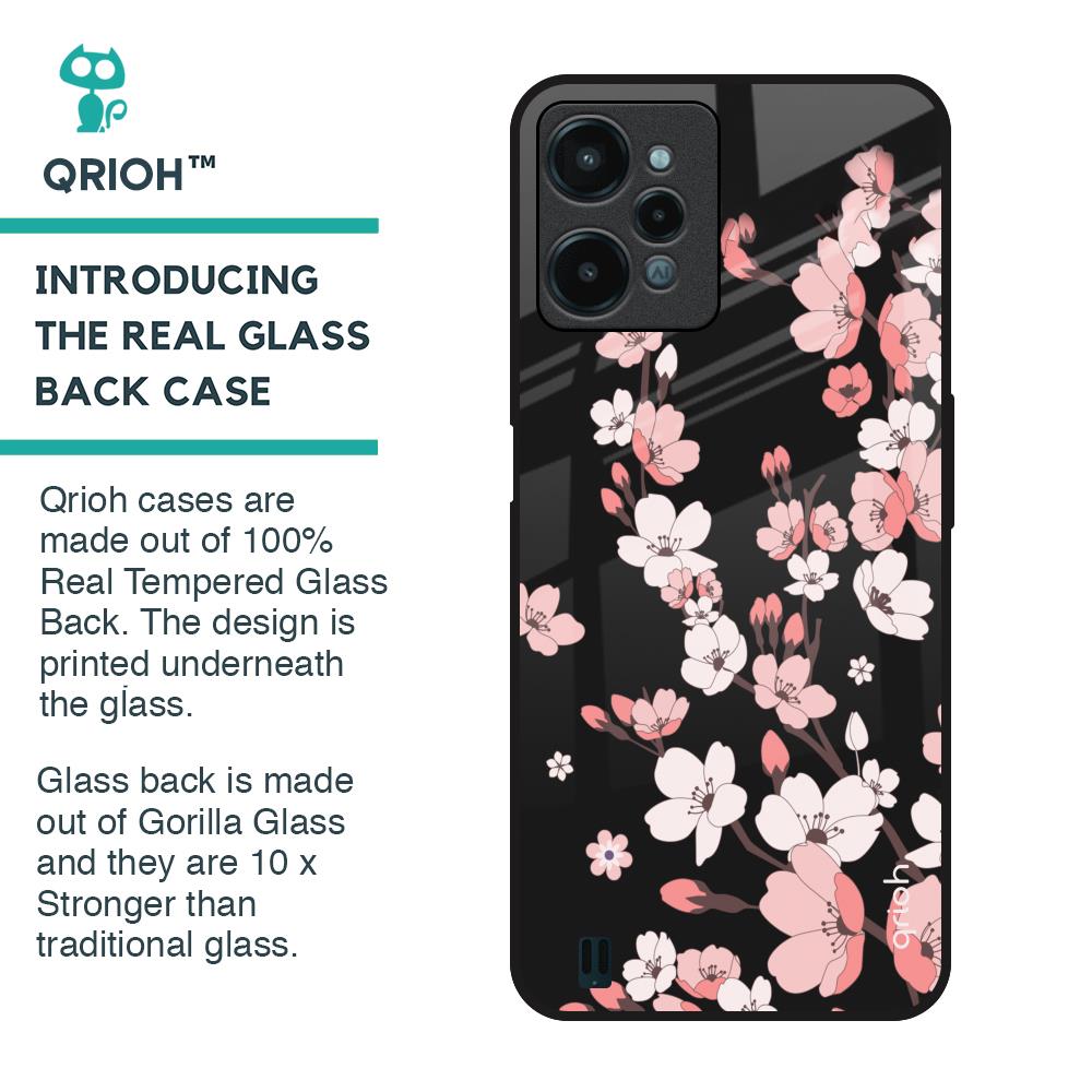 Black Cherry Blossom Glass Case for Realme C31