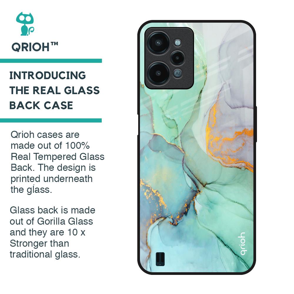 Green Marble Glass Case for Realme C31