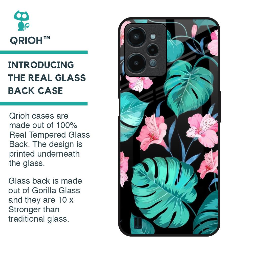 Tropical Leaves & Pink Flowers Glass Case for Realme C31