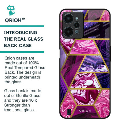 Electroplated Geometric Marble Glass Case for Realme C31