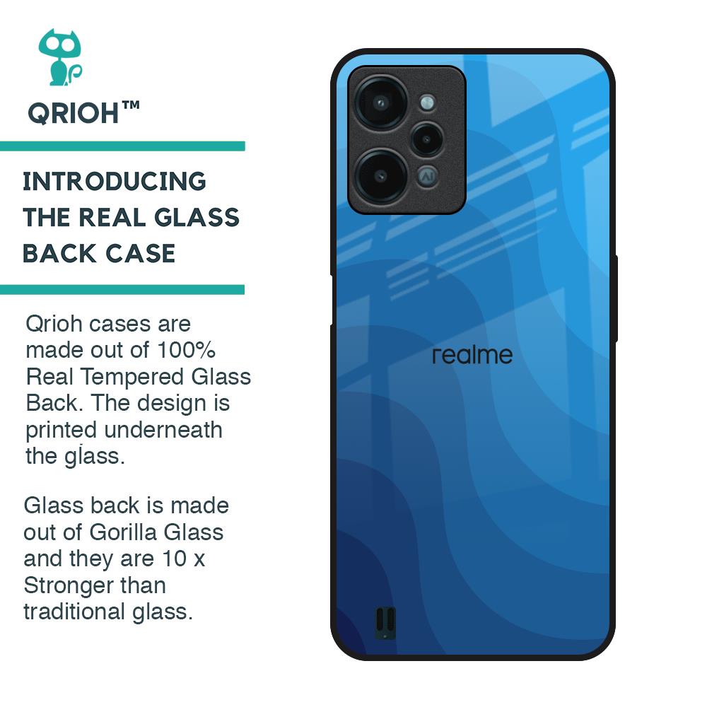Blue Wave Abstract Glass Case for Realme C31
