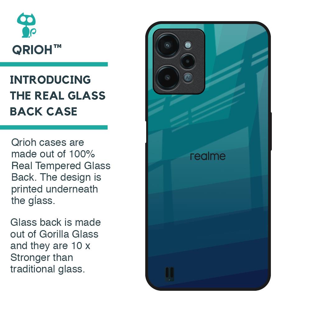 Green Triangle Pattern Glass Case for Realme C31