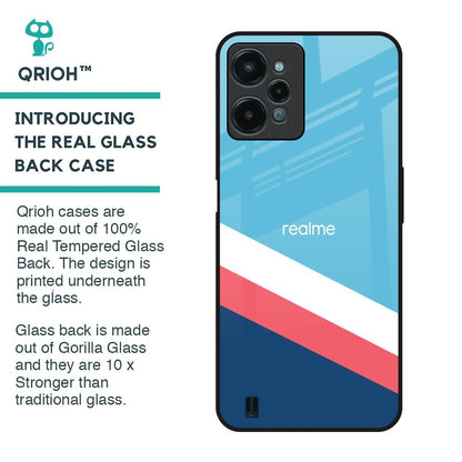 Pink & White Stripes Glass Case For Realme C31
