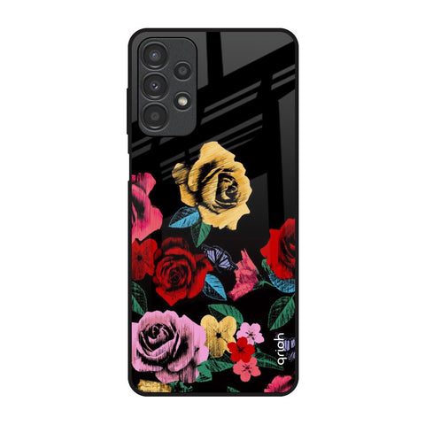 Floral Decorative Samsung Galaxy A13 Glass Back Cover Online
