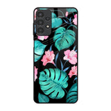 Tropical Leaves & Pink Flowers Samsung Galaxy A13 Glass Back Cover Online
