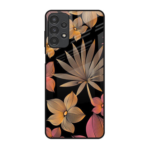 Lines Pattern Flowers Samsung Galaxy A13 Glass Back Cover Online