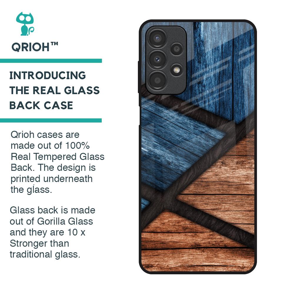 Wooden Tiles Glass Case for Samsung Galaxy A13