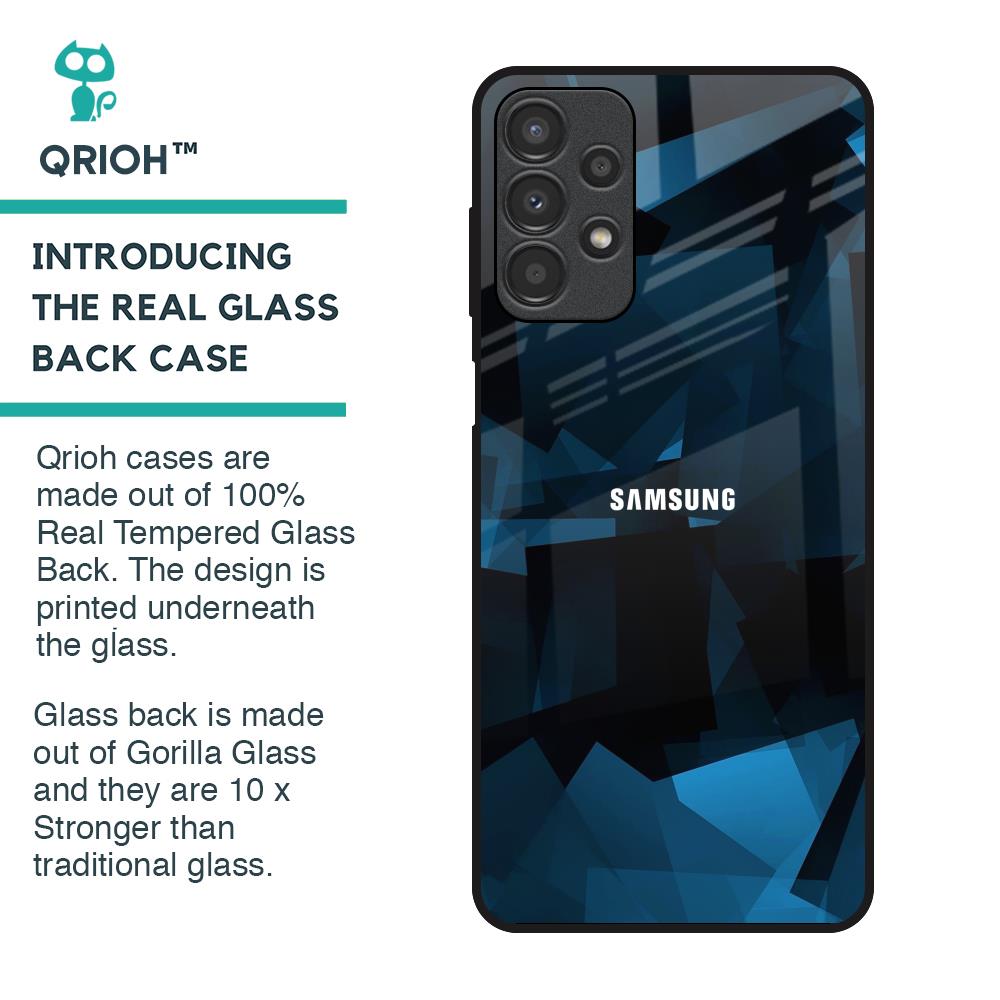 Polygonal Blue Box Glass Case For Samsung Galaxy A13
