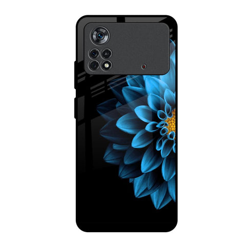 Half Blue Flower Poco X4 Pro 5G Glass Back Cover Online