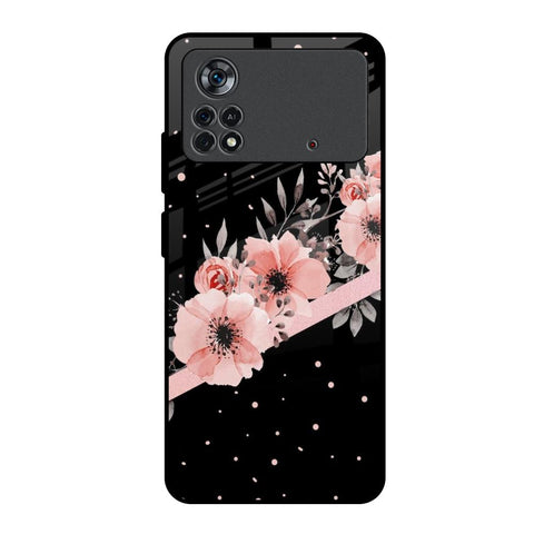 Floral Black Band Poco X4 Pro 5G Glass Back Cover Online