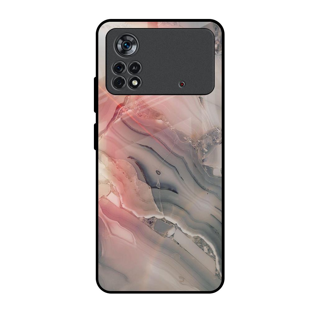 Pink And Grey Marble Poco X4 Pro 5G Glass Back Cover Online