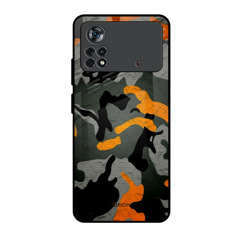 Camouflage Orange Poco X4 Pro 5G Glass Back Cover Online