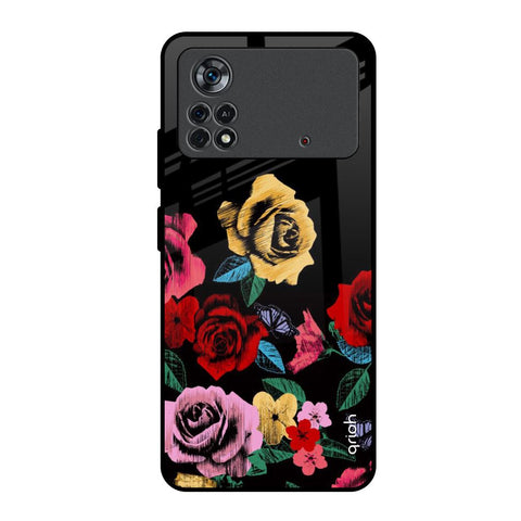 Floral Decorative Poco X4 Pro 5G Glass Back Cover Online