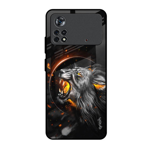 Aggressive Lion Poco X4 Pro 5G Glass Back Cover Online