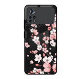 Black Cherry Blossom Poco X4 Pro 5G Glass Back Cover Online