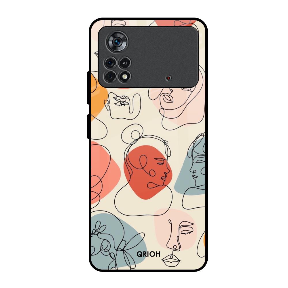 Abstract Faces Poco X4 Pro 5G Glass Back Cover Online