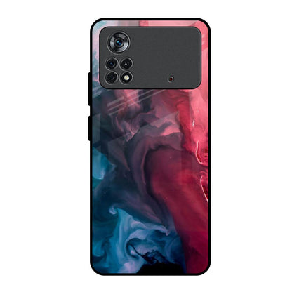 Blue & Red Smoke Poco X4 Pro 5G Glass Back Cover Online