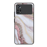 Pink & Gold Gllitter Marble Poco X4 Pro 5G Glass Back Cover Online