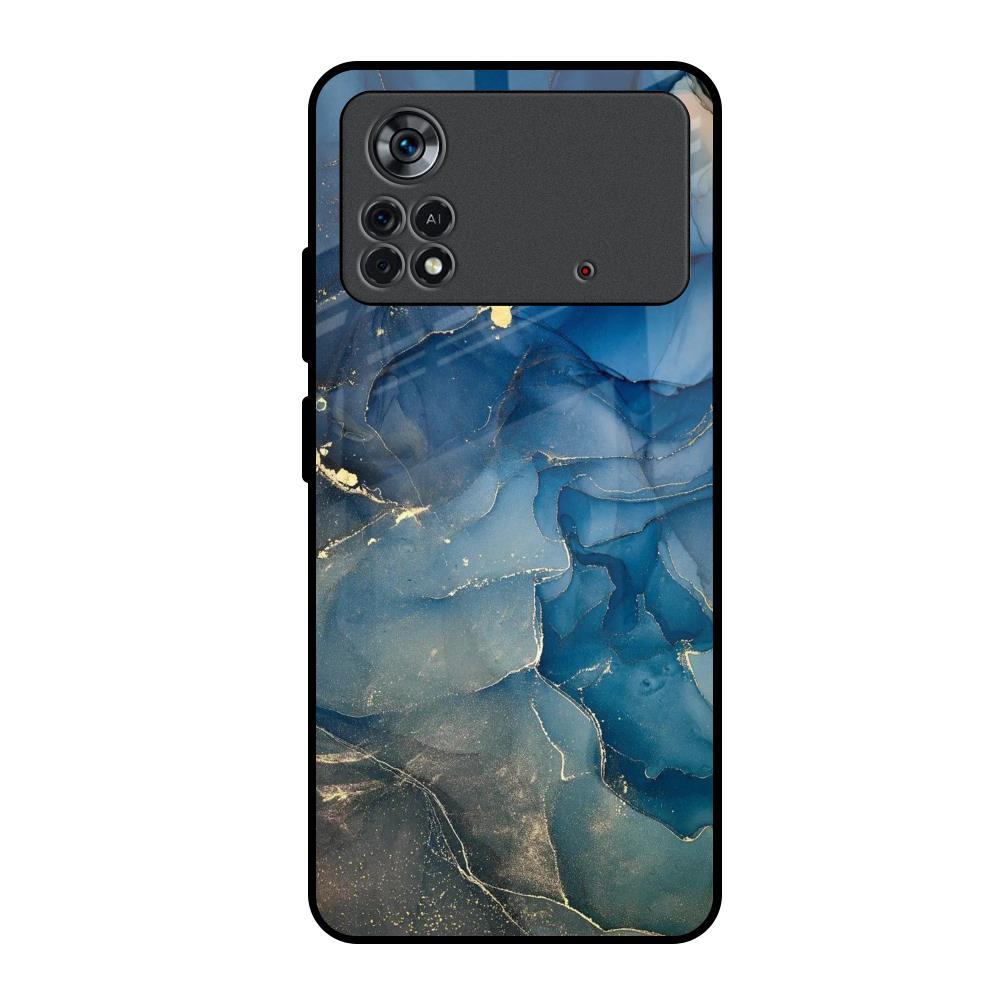 Blue Cool Marble Poco X4 Pro 5G Glass Back Cover Online