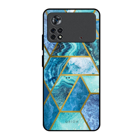 Turquoise Geometrical Marble Poco X4 Pro 5G Glass Back Cover Online