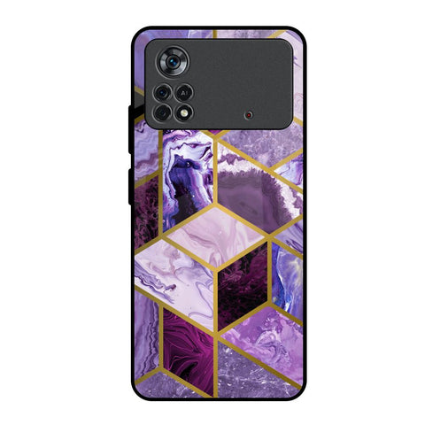 Purple Rhombus Marble Poco X4 Pro 5G Glass Back Cover Online