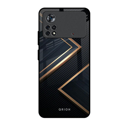 Sleek Golden & Navy Poco X4 Pro 5G Glass Back Cover Online