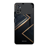 Sleek Golden & Navy Poco X4 Pro 5G Glass Back Cover Online
