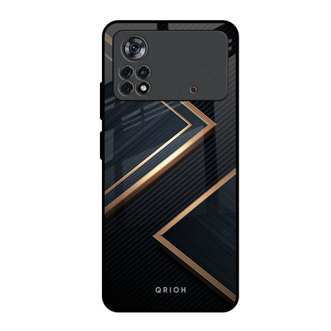 Sleek Golden & Navy Poco X4 Pro 5G Glass Back Cover Online