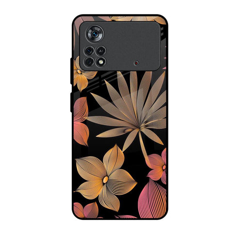 Lines Pattern Flowers Poco X4 Pro 5G Glass Back Cover Online