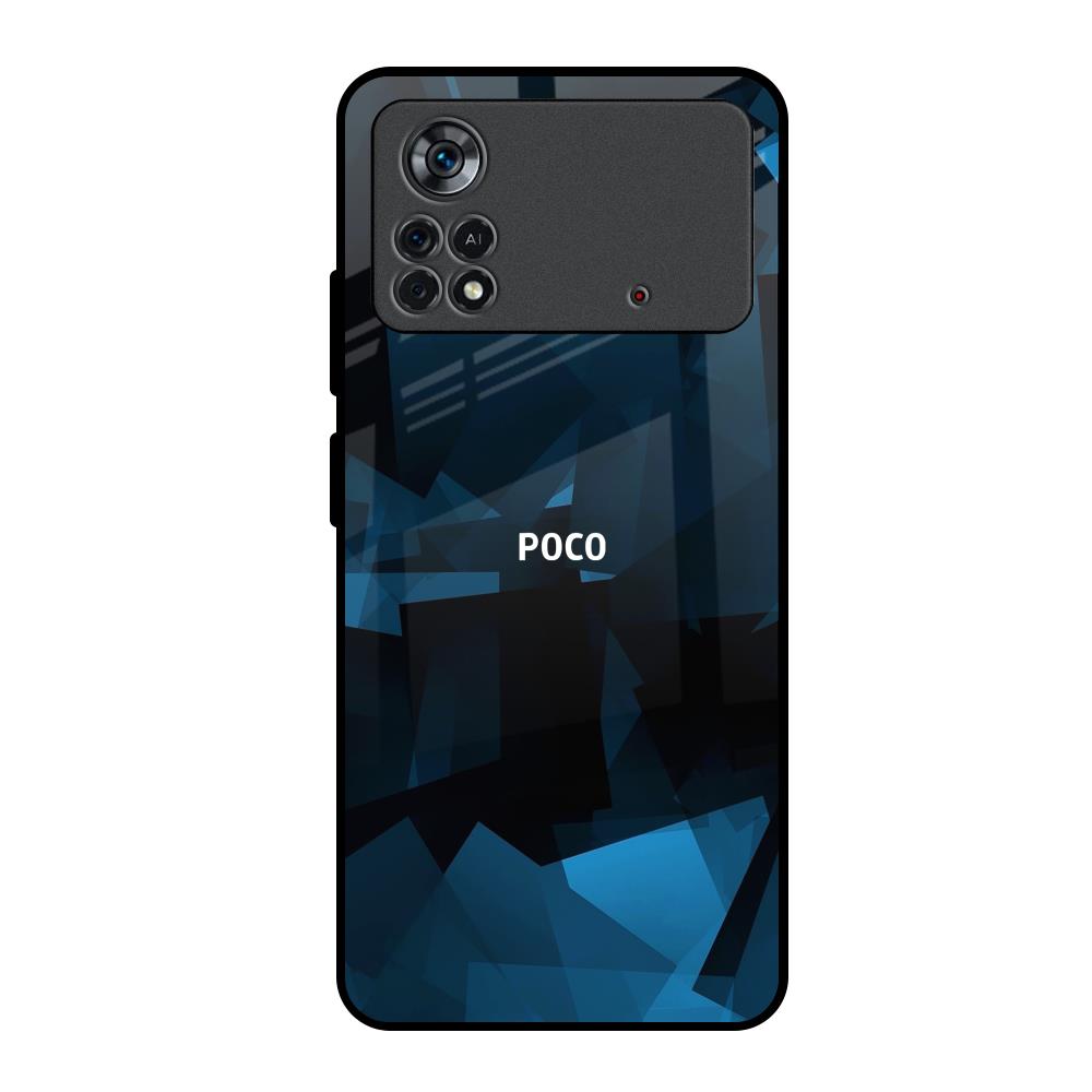 Polygonal Blue Box Poco X4 Pro 5G Glass Back Cover Online