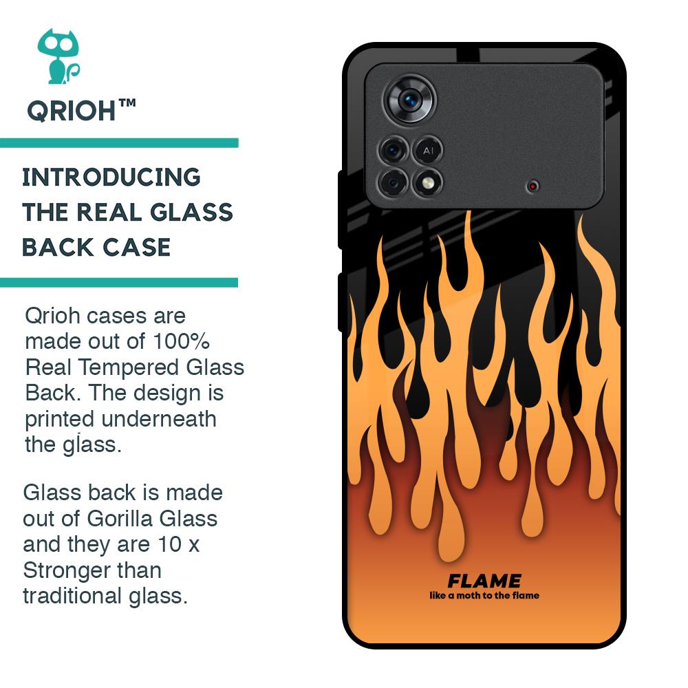 Fire Flame Glass Case for Poco X4 Pro 5G