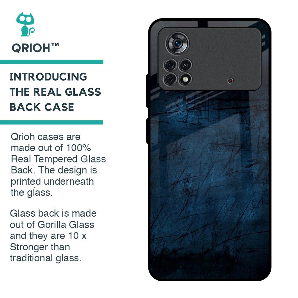 Dark Blue Grunge Glass Case for Poco X4 Pro 5G