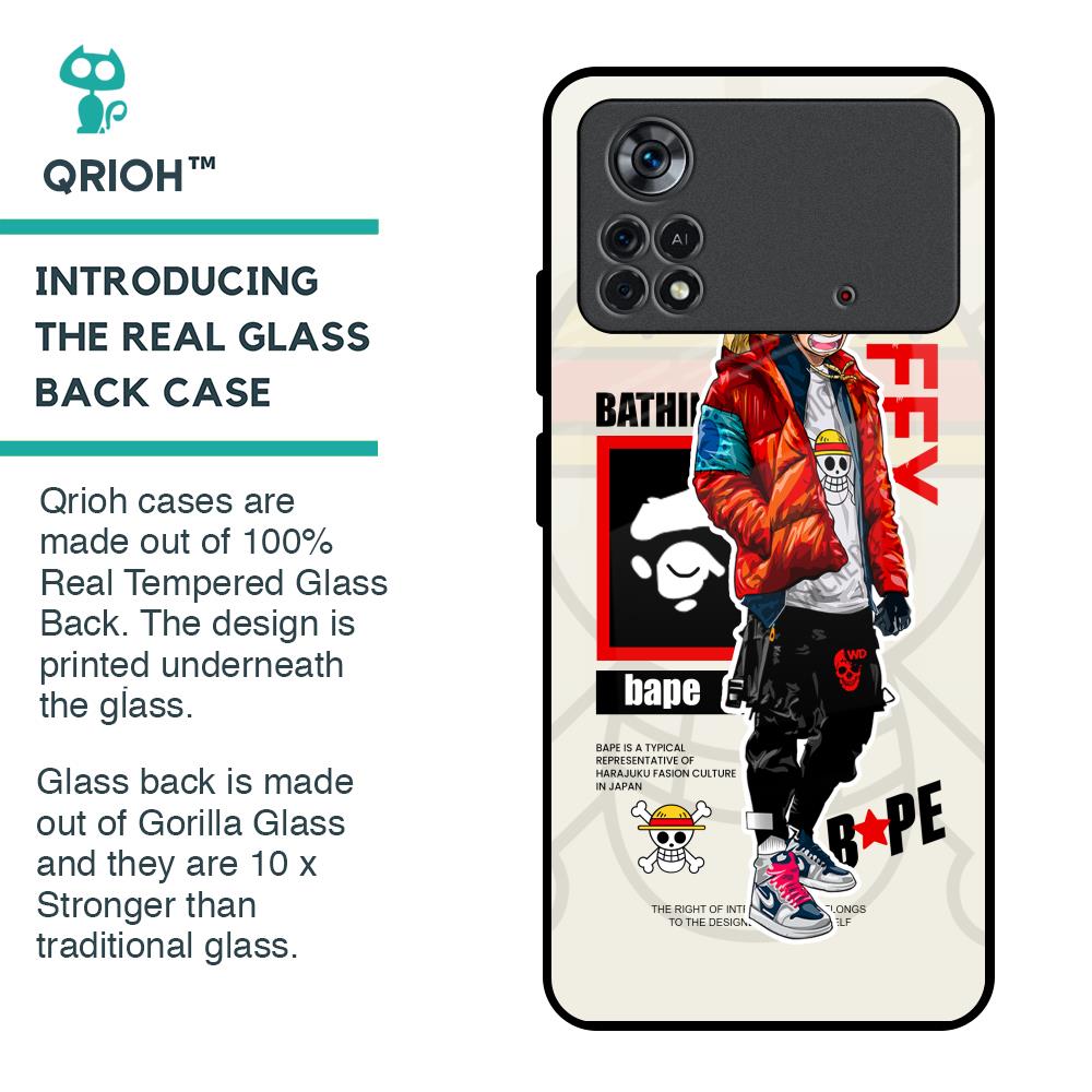 Bape Luffy Glass Case for Poco X4 Pro 5G