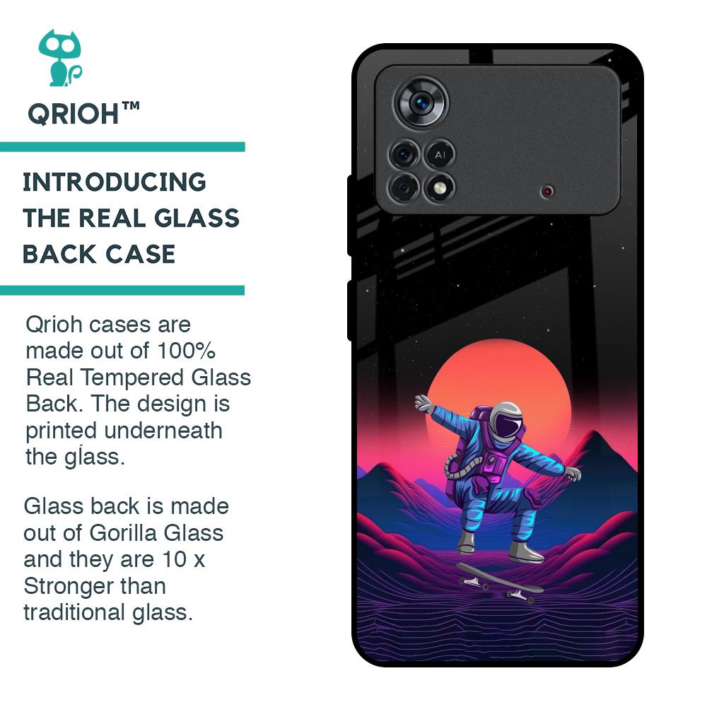 Retro Astronaut Glass Case for Poco X4 Pro 5G