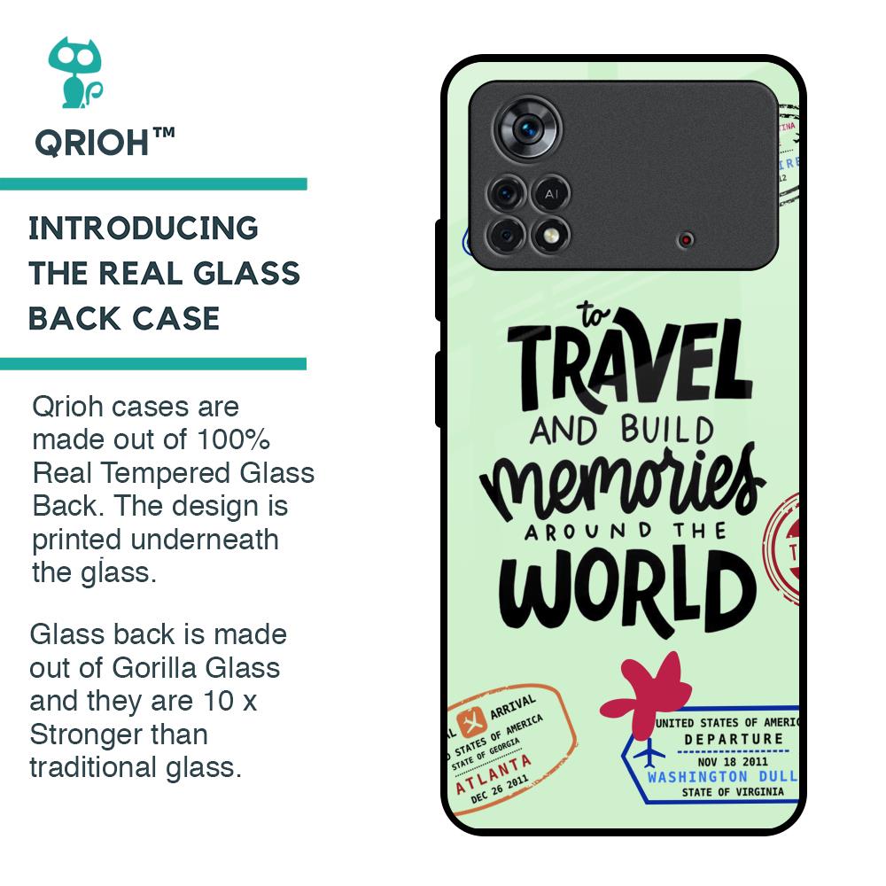 Travel Stamps Glass Case for Poco X4 Pro 5G