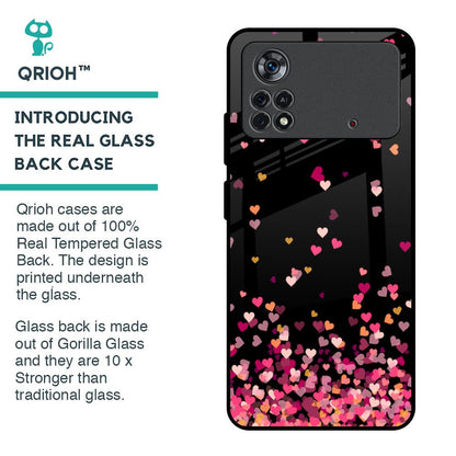 Heart Rain Fall Glass Case For Poco X4 Pro 5G
