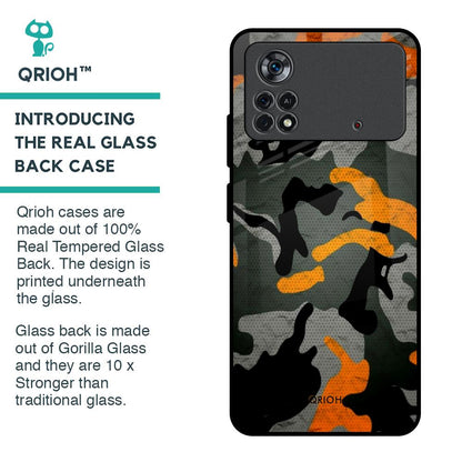Camouflage Orange Glass Case For Poco X4 Pro 5G