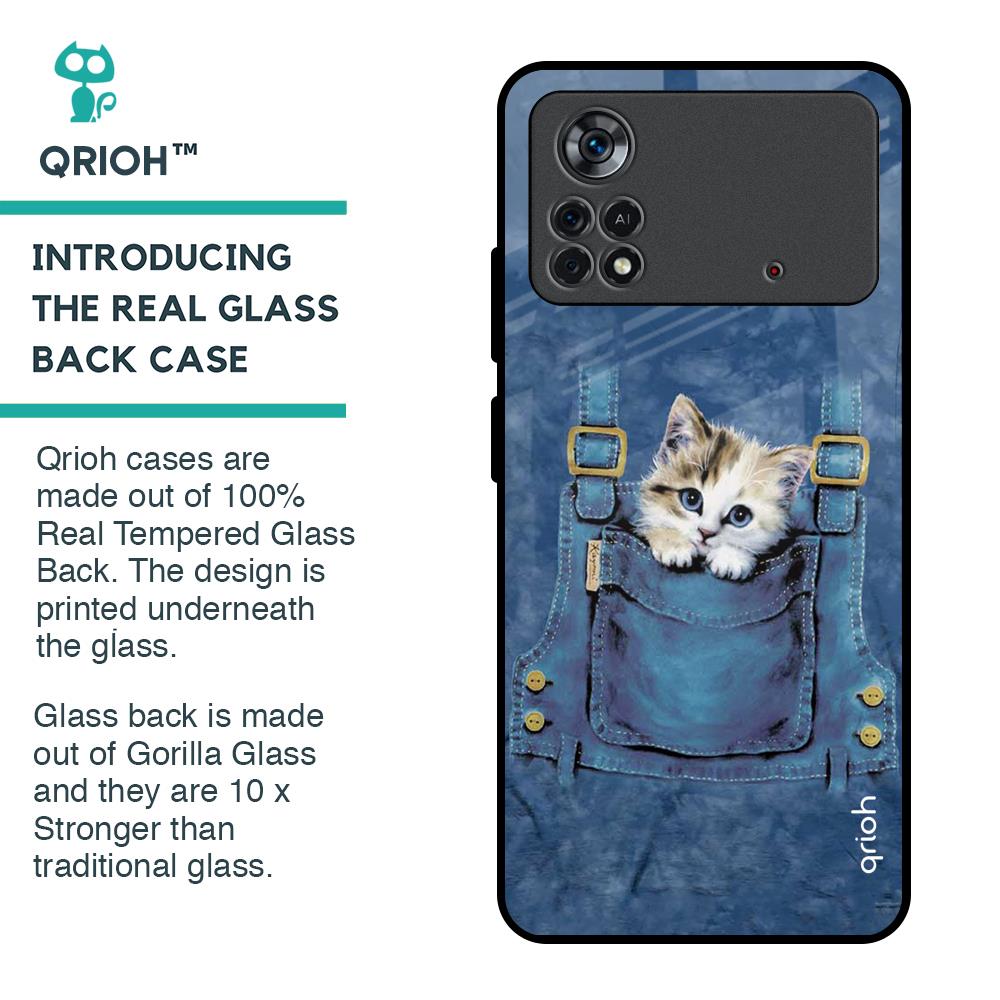 Kitty In Pocket Glass Case For Poco X4 Pro 5G