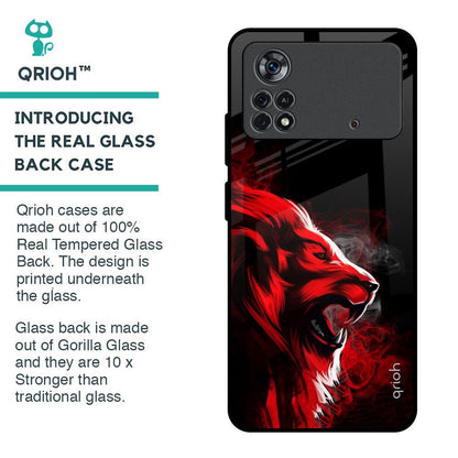 Red Angry Lion Glass Case for Poco X4 Pro 5G