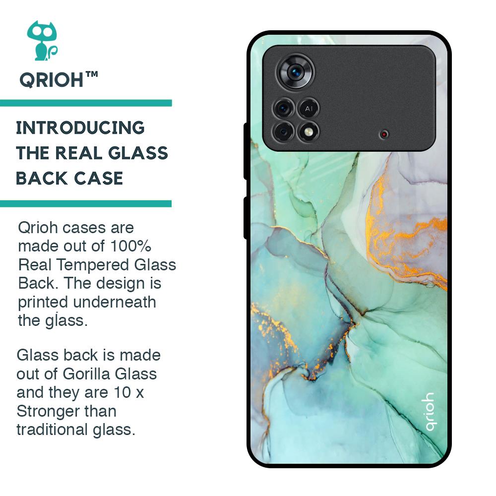 Green Marble Glass Case for Poco X4 Pro 5G